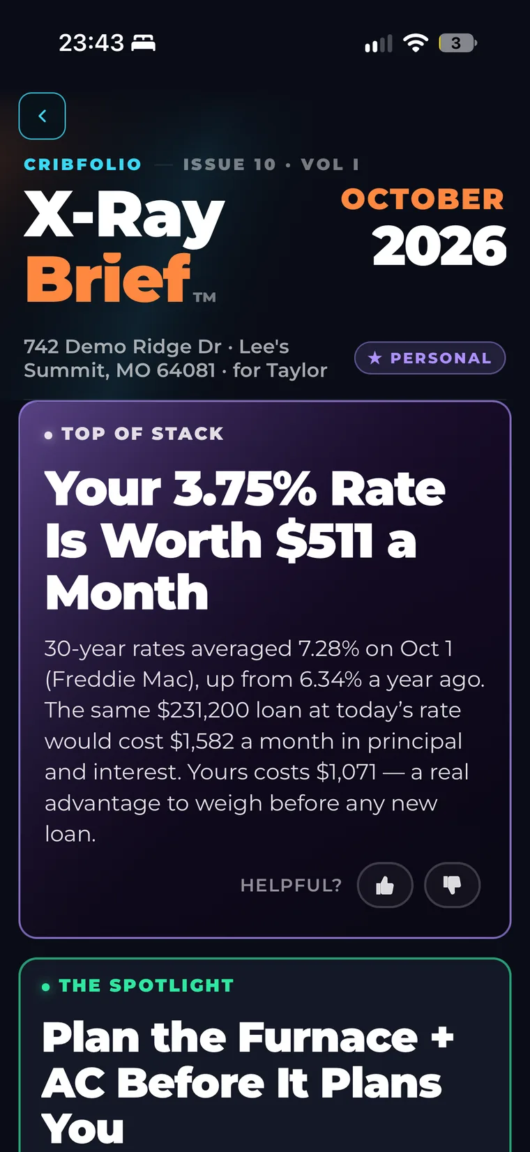 The October X-Ray Brief: Your 3.75% rate is worth $511 a month, and plan the furnace and AC before it plans you
